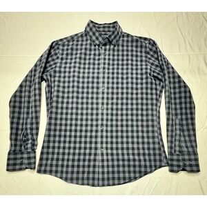 Mizzen+Main Men's Navy Blue Check Trim Fit Button Up Flannel Shirt - Size M